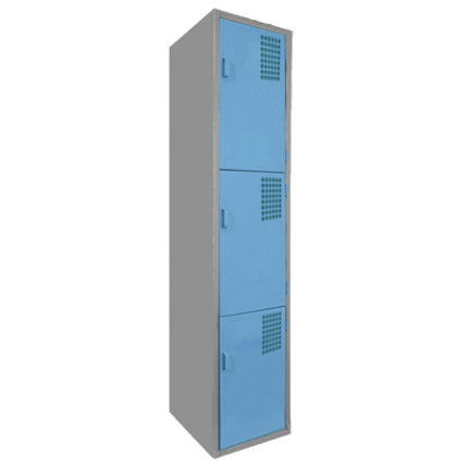 locker metalico 3 puertas azul